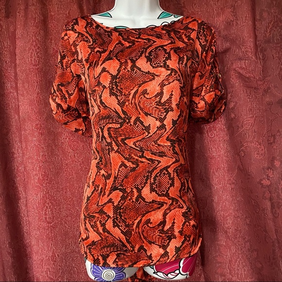 Michael Kors Red Orange Snake Print Blouse - Picture 1 of 3